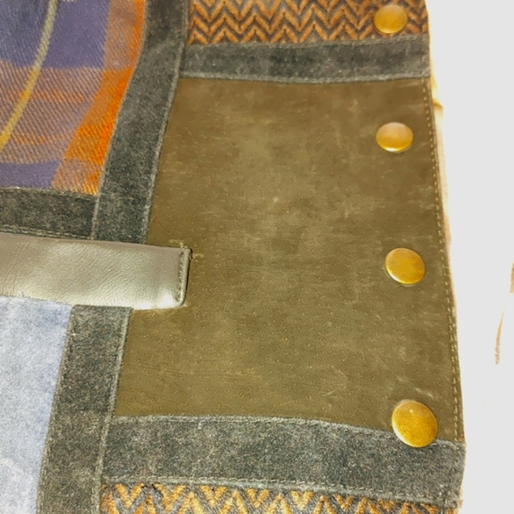 David patchworks leather wool snap front vest M - Picture 3 of 5